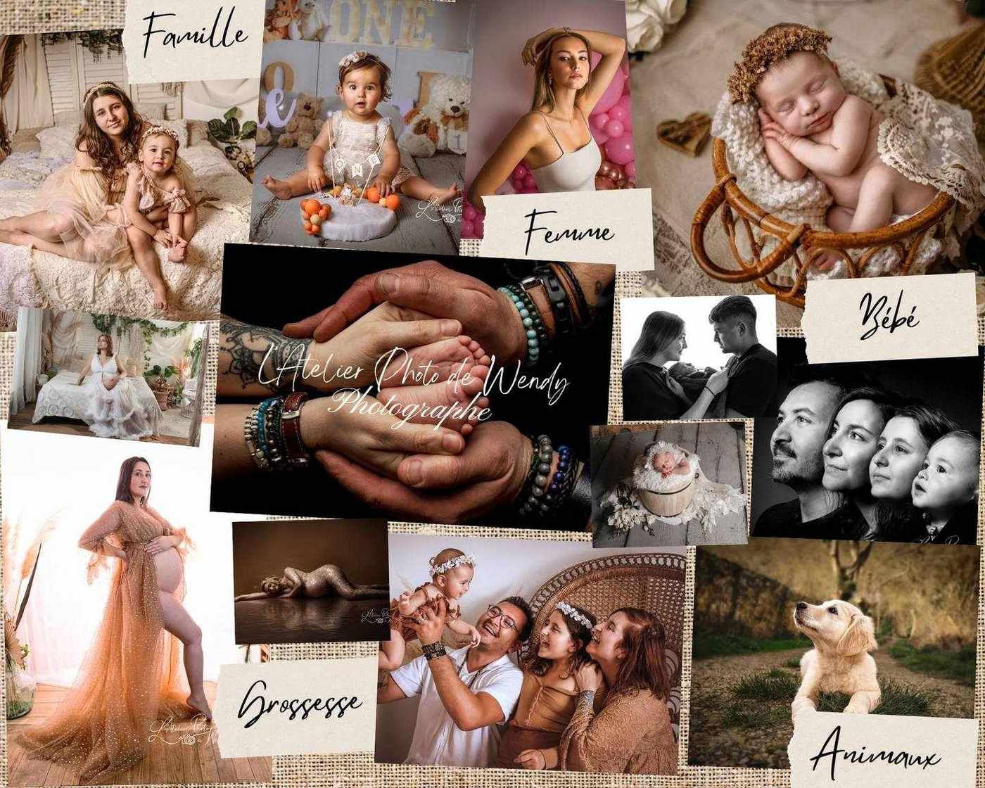 Famille, femme, bébé, grossesse, animaux